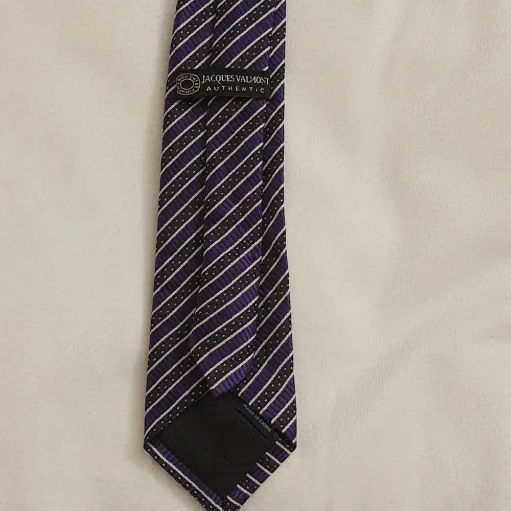 Jacques Valmont Boys Youth Necktie Tie Purple Black Silver Gold